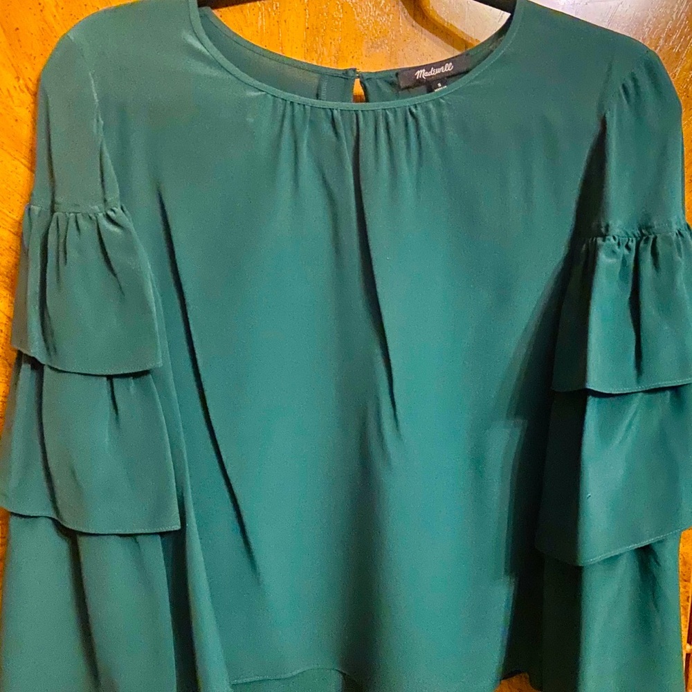 Silk Ruffle-Sleeve Top - Picture 3 of 4